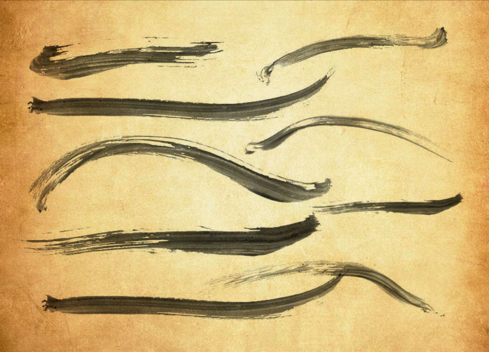 中国风墨迹涂抹效果PS笔刷 - 优质中国风墨迹涂抹效果设计素材，适配Photoshop各类创作场景-25虚拟网