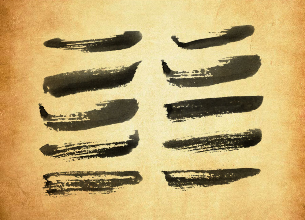 中国风毛笔涂抹痕迹PS笔刷资源 - 精选中国风毛笔涂抹痕迹元素，适用于自然效果类设计-25虚拟网