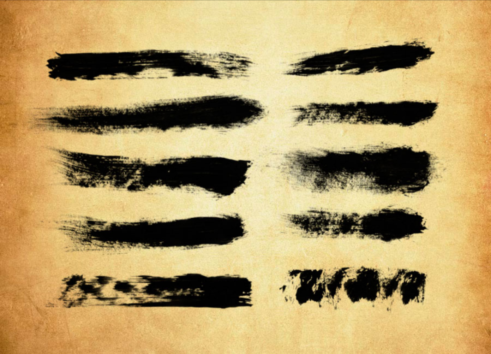 中国风毛笔笔迹涂抹效果PS笔刷 - 生动中国风毛笔笔迹涂抹效果元素，还原自然质感，提升设计真实感-25虚拟网