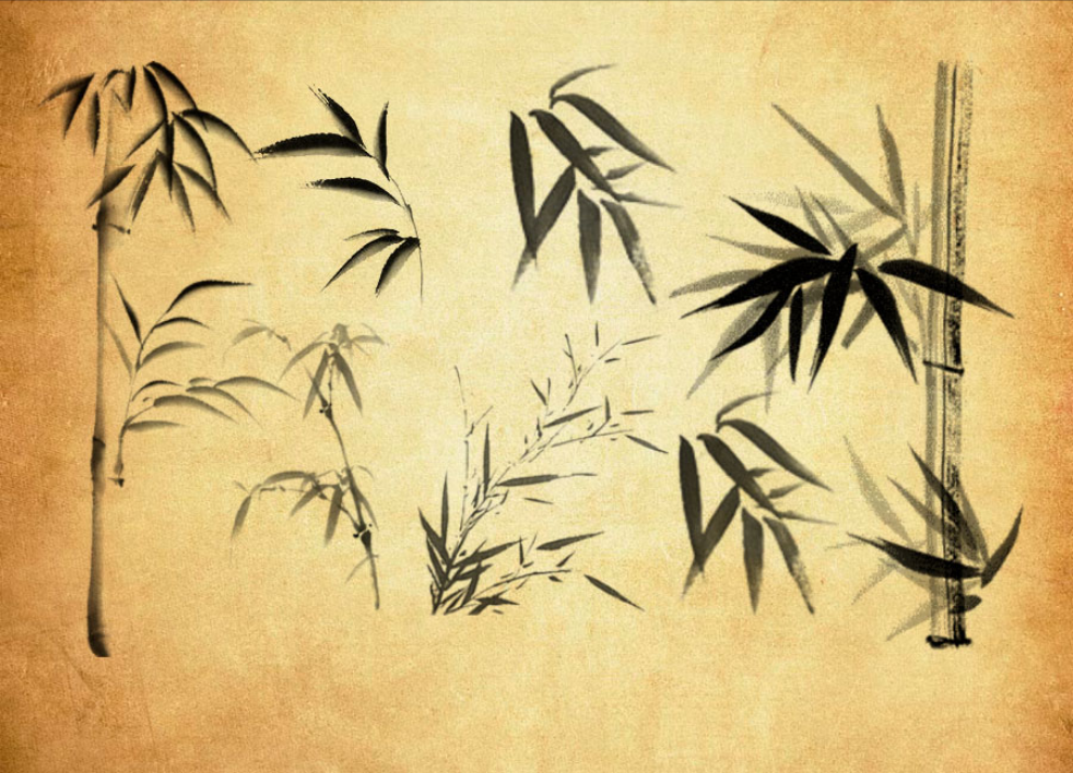 中国风竹子和竹叶PS笔刷 - 专业中国风竹子和竹叶设计素材，适配Photoshop各类创作场景-25虚拟网