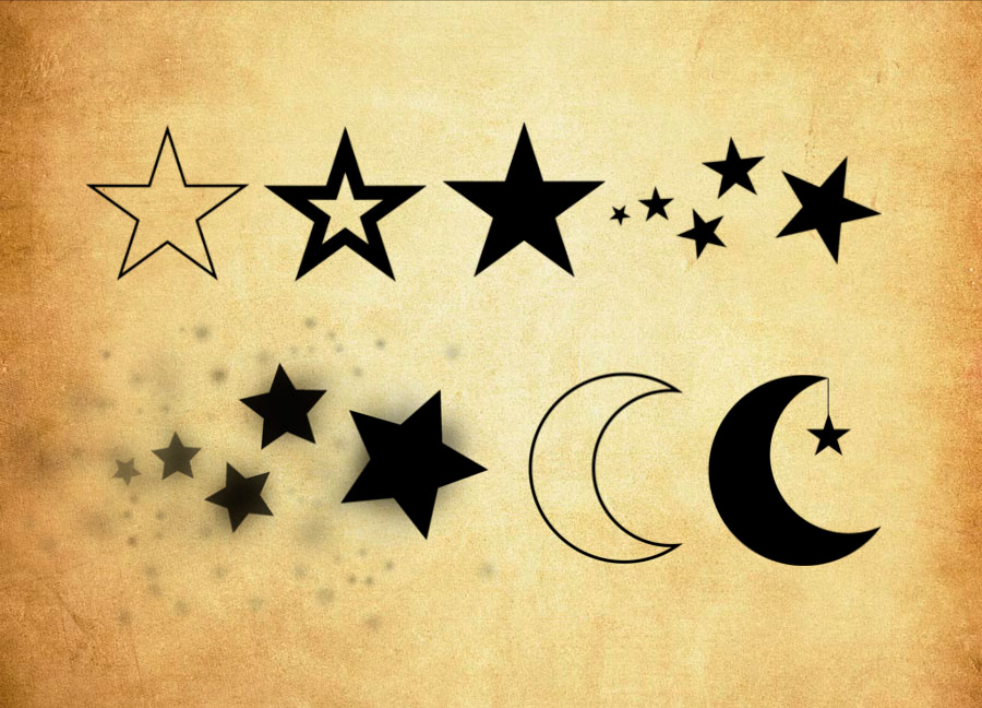 五角星和月亮图标PS笔刷 - 高效五角星和月亮图标设计工具，节省80%手动绘制时间-25虚拟网