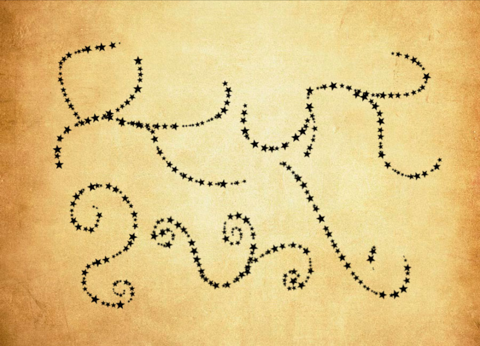 五角星点缀线条装饰PS笔刷 - 优质五角星点缀线条装饰设计素材，适配Photoshop各类创作场景-25虚拟网