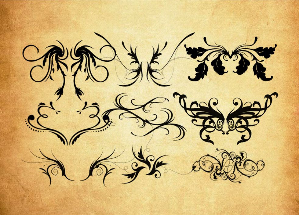 专业优美的蝴蝶花纹PS笔刷 - 包含高品质优美的蝴蝶花纹样式,兼容Photoshop全版本-25虚拟网