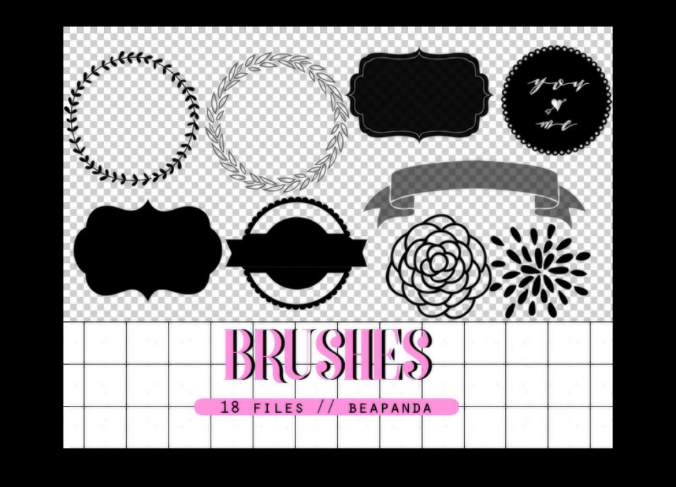 公告牌和圆形藤蔓PS笔刷资源 - 精选公告牌和圆形藤蔓元素，适用于形状类设计-25虚拟网