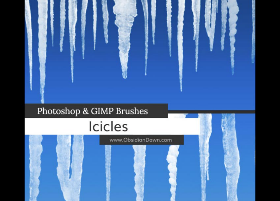 冬季冰棱和棱柱PS笔刷 - 多功能冬季冰棱和棱柱素材，适用于各类设计项目-25虚拟网