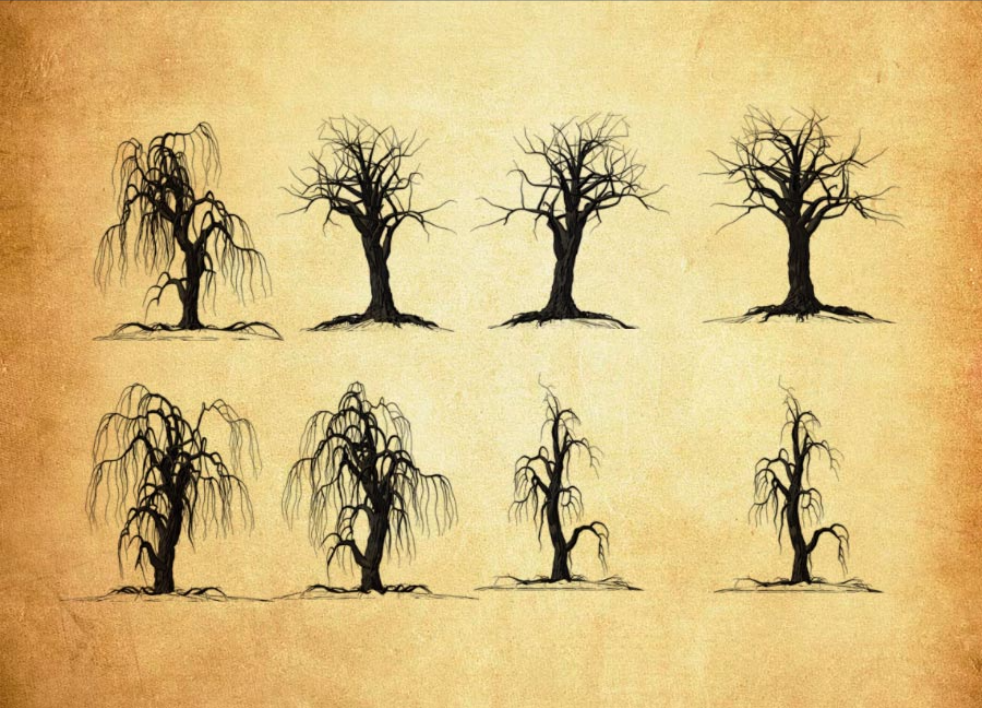 冬季枯树剪影效果PS笔刷 - 高效冬季枯树剪影效果设计工具，节省80%手动绘制时间-25虚拟网