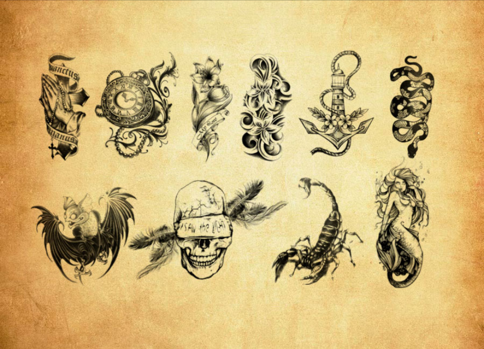 优质创意的人像纹身图案PS笔刷 - 包含高品质创意的人像纹身图案样式，兼容Photoshop全版本-25虚拟网