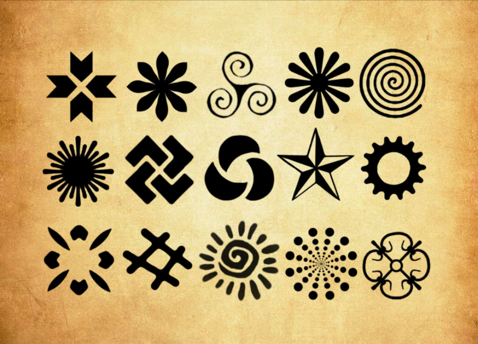 精选创意的对称花纹图案PS笔刷 - 多样创意的对称花纹图案样式,适用于服饰、包装、文创设计-25虚拟网