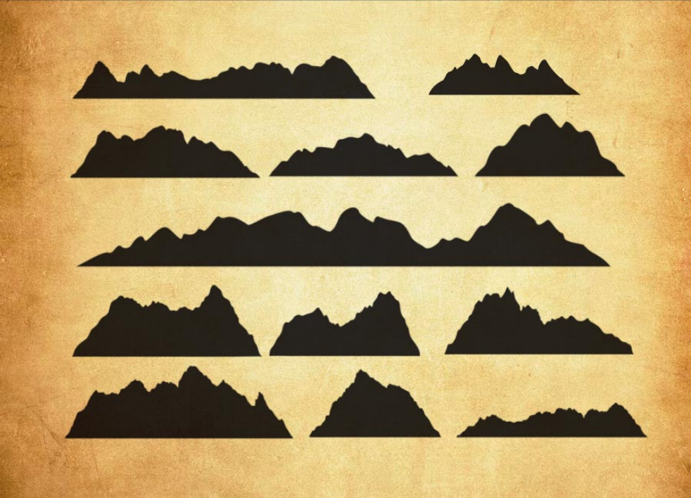 创意的山脉剪影效果PS笔刷 - 高效创意的山脉剪影效果设计工具，节省80%手动绘制时间-25虚拟网