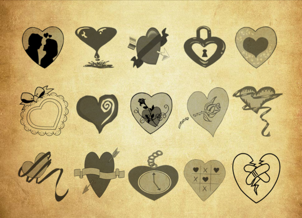 精选创意的心形和丝带PS笔刷 - 高品质创意的心形和丝带资源，提升设计优质度-25虚拟网