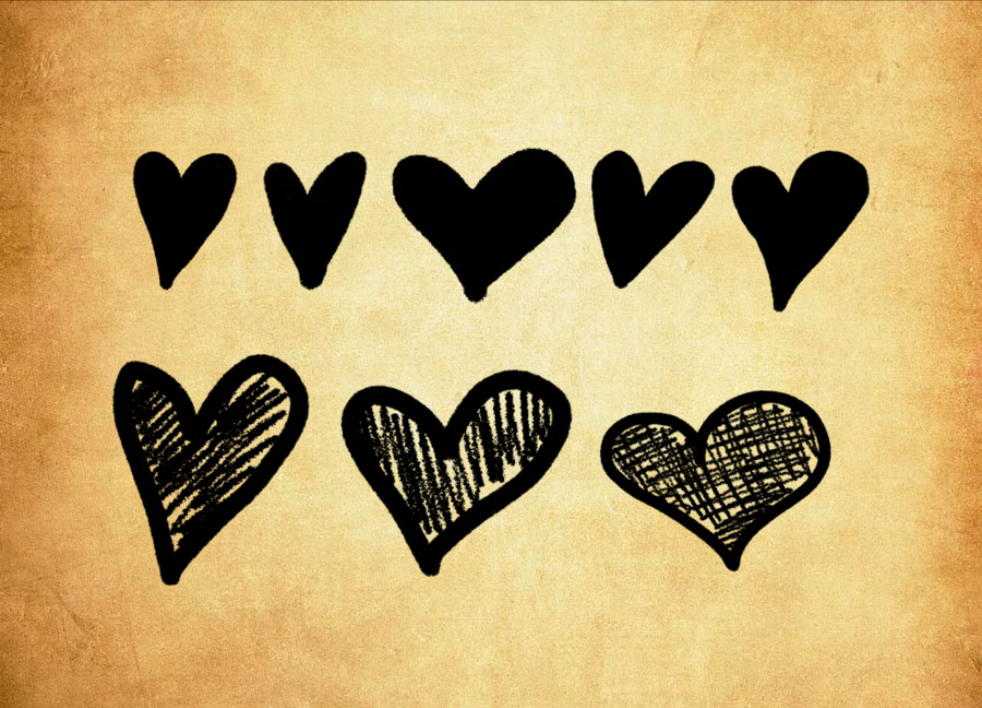 创意的心形涂鸦效果PS笔刷资源 - 精选创意的心形涂鸦效果元素，适配形状类设计-25虚拟网