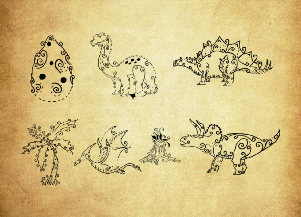 创意的恐龙花纹图案PS笔刷 - 高效创意的恐龙花纹图案设计工具，节省80%手动绘制时间-25虚拟网