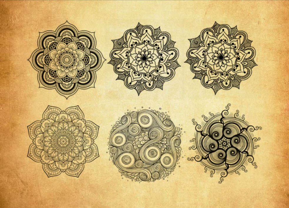 创意的手绘花纹装饰PS笔刷下载 - 高品质创意的手绘花纹装饰装饰素材，打造精致设计效果-25虚拟网