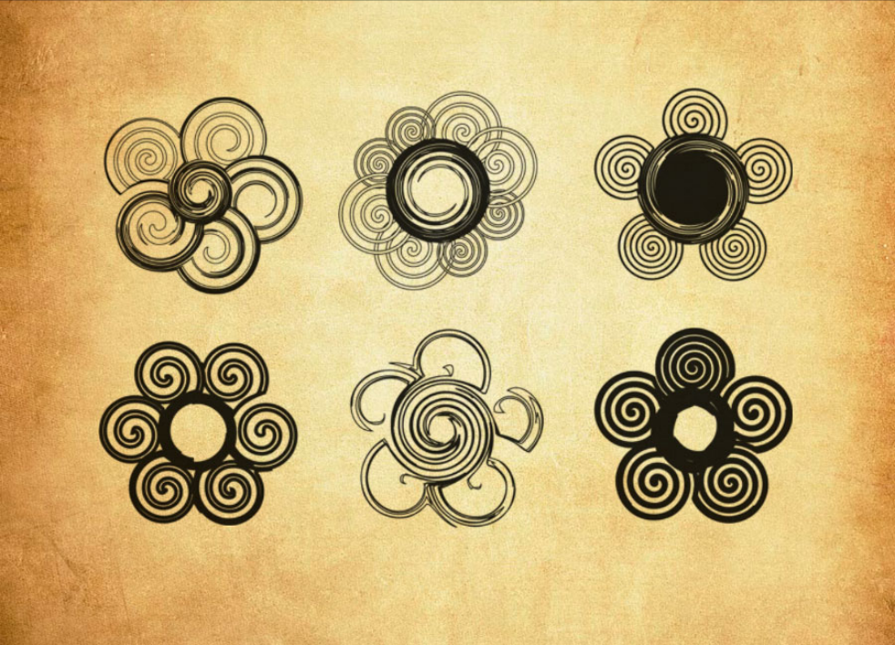 创意的螺旋状花纹PS笔刷 - 精致创意的螺旋状花纹图案，打造独特设计风格，提升作品质感-25虚拟网