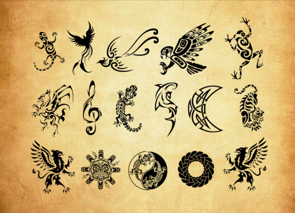 动物为主元素的纹身花纹PS笔刷 - 精致动物为主元素的纹身花纹图案,打造独特设计风格,提高作品质感-25虚拟网