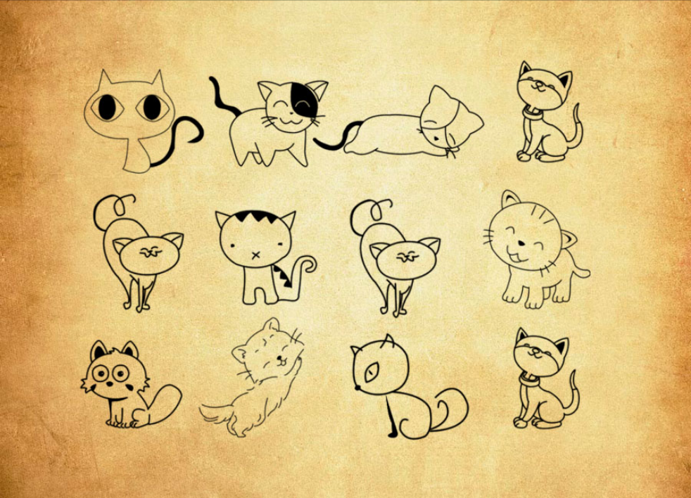 卡哇伊猫咪图案PS笔刷 - 高效卡哇伊猫咪图案设计工具，节省80%手动绘制时间-25虚拟网