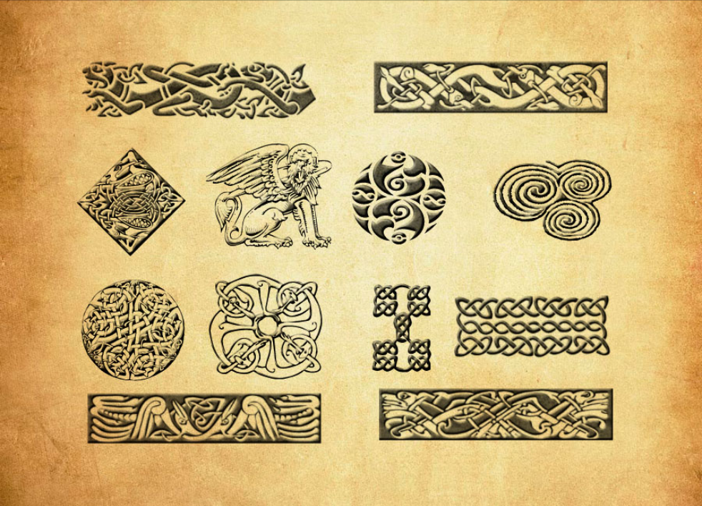 古代图腾花纹PS笔刷下载 – 艺术古代图腾花纹素材，激发设计创意灵感-25虚拟网