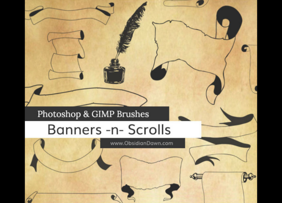 古典卷轴和公告牌PS笔刷资源 - 精选古典卷轴和公告牌元素,适用于其他类设计-25虚拟网