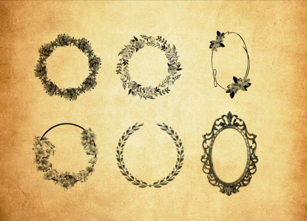 优质古典相框和藤蔓花环PS笔刷 - 多种古典相框和藤蔓花环样式，适配各类图片装饰需求-25虚拟网