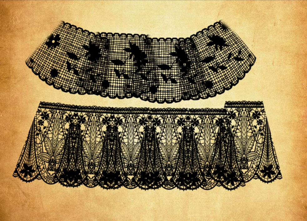古典蕾丝花纹边框PS笔刷 – 优质古典蕾丝花纹边框设计素材，适配Photoshop各类创作场景-25虚拟网