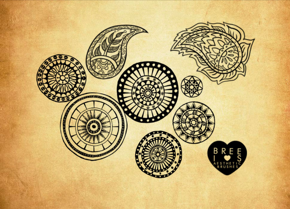 可爱心形和佩斯利花纹PS笔刷 - 专业可爱心形和佩斯利花纹设计素材，适配Photoshop各类创作场景-25虚拟网