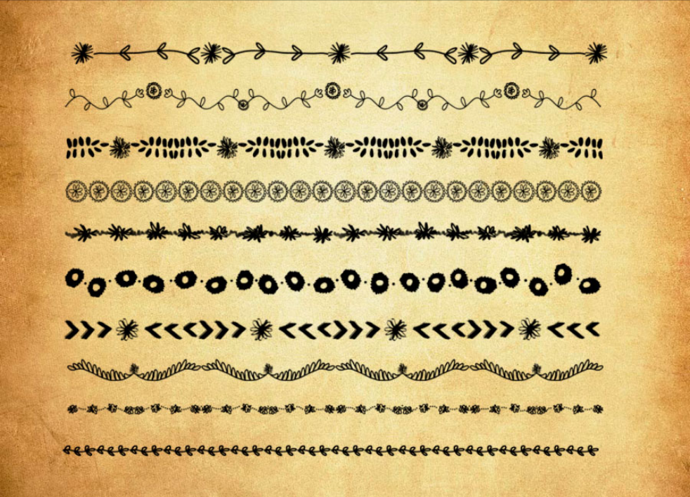 专业可爱的手绘分割线装饰PS笔刷 - 丰富可爱的手绘分割线装饰装饰样式，适配海报、包装、UI设计-25虚拟网