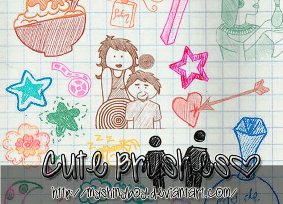 精选可爱的手绘涂鸦图形PS笔刷 - 高品质可爱的手绘涂鸦图形资源,提升设计专业度-25虚拟网