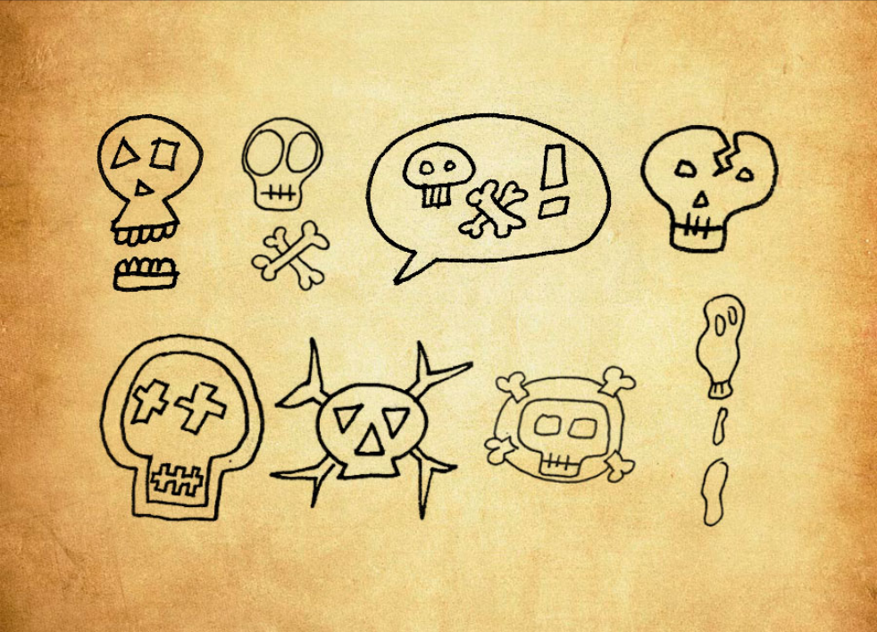 可爱的涂鸦骷髅头PS笔刷资源 - 精选可爱的涂鸦骷髅头元素，适用于艺术风格类设计-25虚拟网