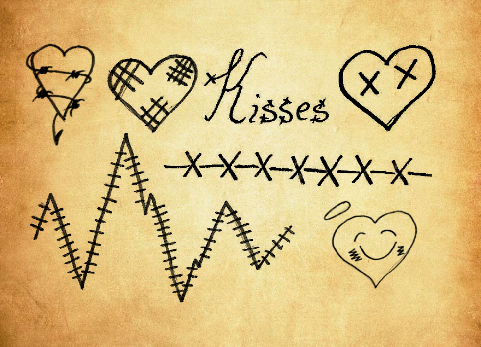 精选可爱的童趣心形PS笔刷 - 高品质可爱的童趣心形资源，提升设计专业度-25虚拟网