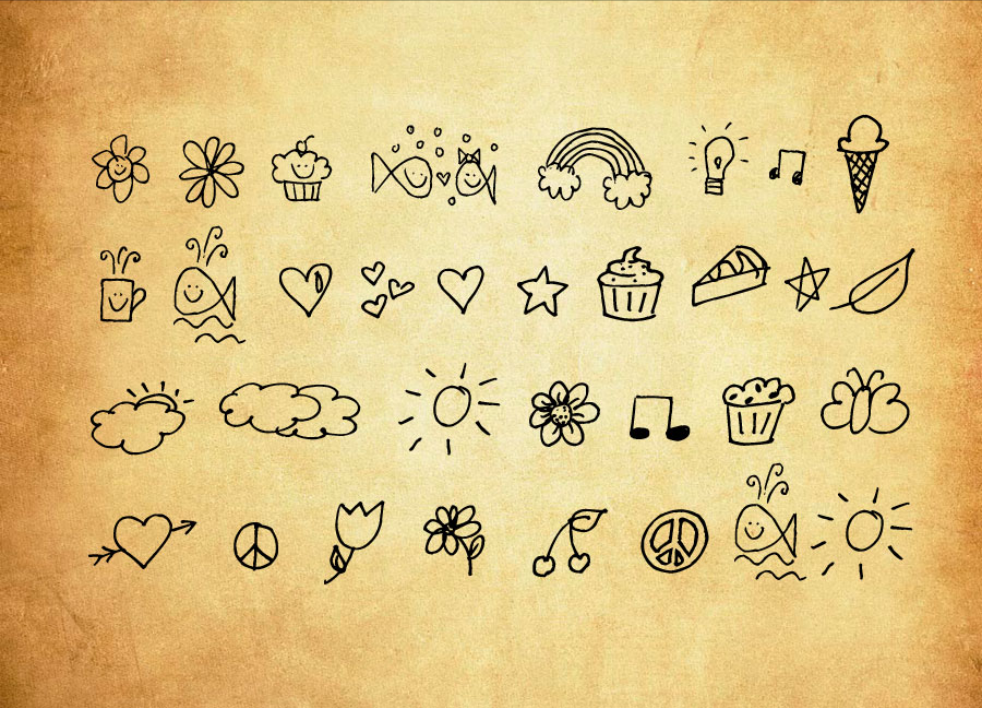 专业手绘涂鸦树叶和花纹PS笔刷 - 包含高品质手绘涂鸦树叶和花纹样式，兼容Photoshop全版本-25虚拟网