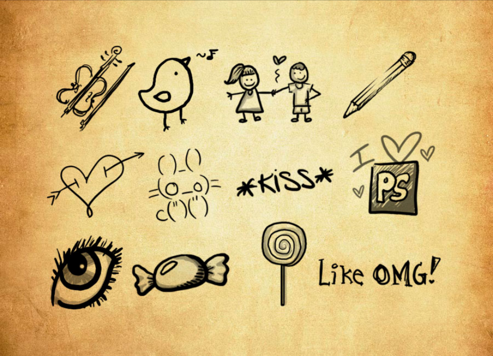 可爱的童趣涂鸦元素PS笔刷 - 专业可爱的童趣涂鸦元素设计素材，适配Photoshop各类创作场景-25虚拟网