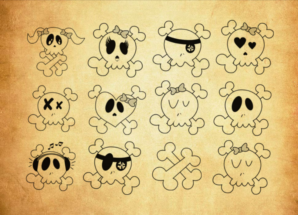 优质可爱的骷髅头像PS笔刷下载 – 提升可爱的骷髅头像设计效率，新手也能轻松上手-25虚拟网