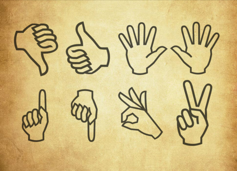 各种手势PS笔刷资源 - 精选各种手势元素，适用于人物相关类设计-25虚拟网