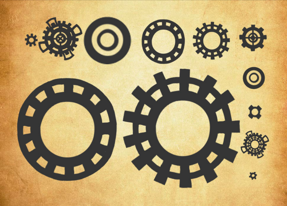 各种齿轮图案PS笔刷资源 - 精选各种齿轮图案元素，适用于其他类设计-25虚拟网