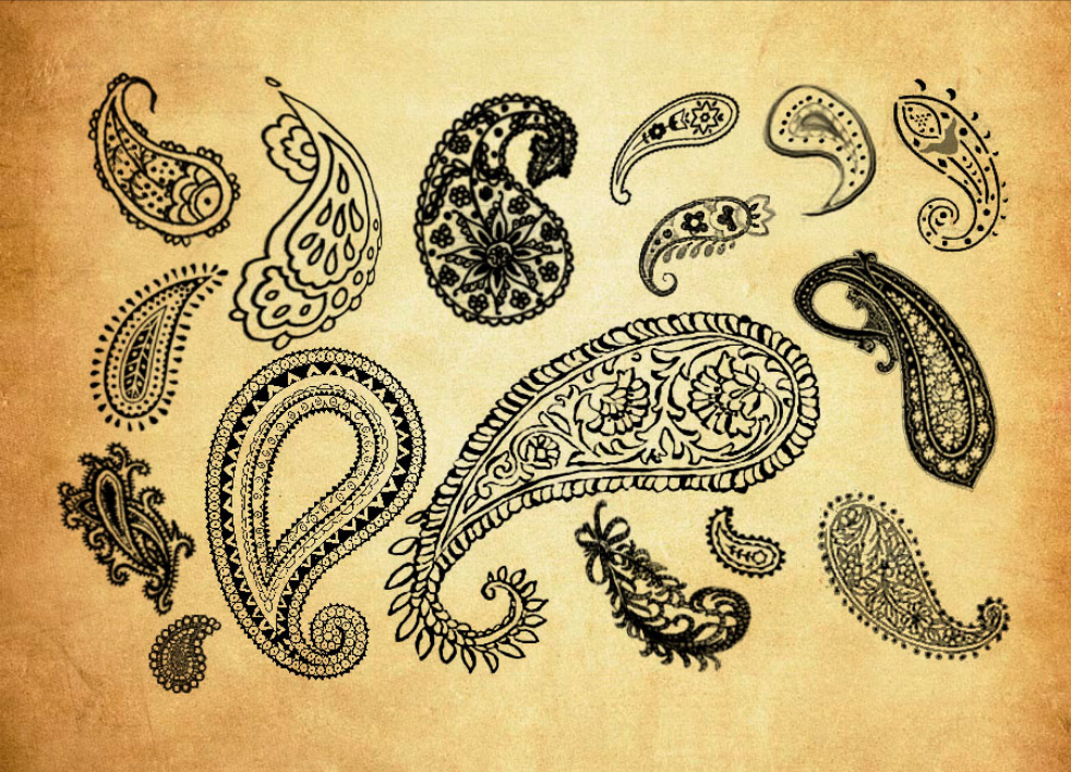 唯美的手绘佩斯利花纹PS笔刷下载 - 艺术唯美的手绘佩斯利花纹素材，激发设计创意灵感-25虚拟网