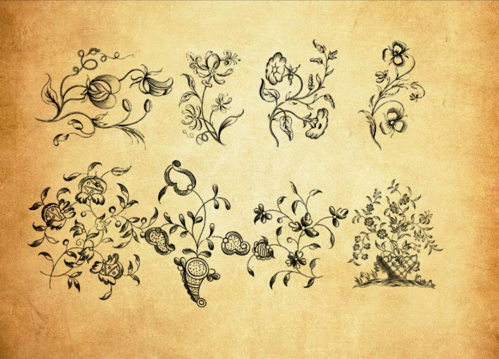 专业唯美的手绘花藤装饰PS笔刷 - 涵盖高品质唯美的手绘花藤装饰样式，兼容Photoshop全版本-25虚拟网