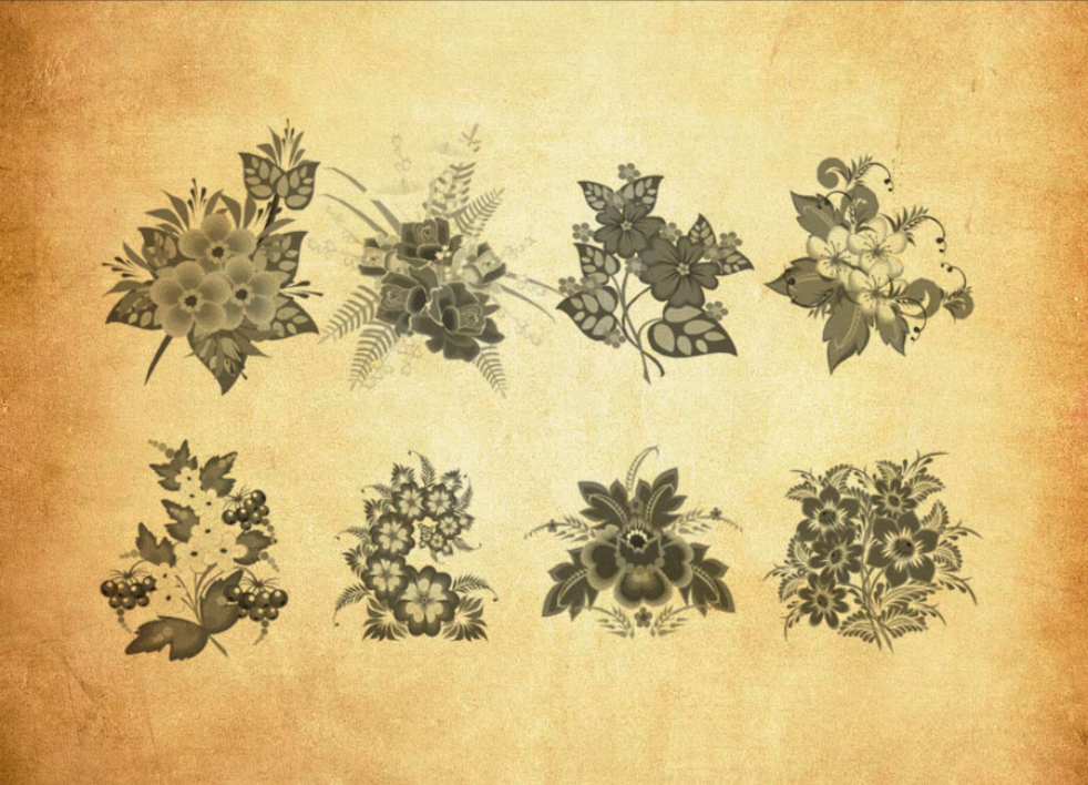 专业唯美的花枝花朵装饰PS笔刷 - 丰富唯美的花枝花朵装饰装饰样式,适用于海报、包装、UI设计-25虚拟网