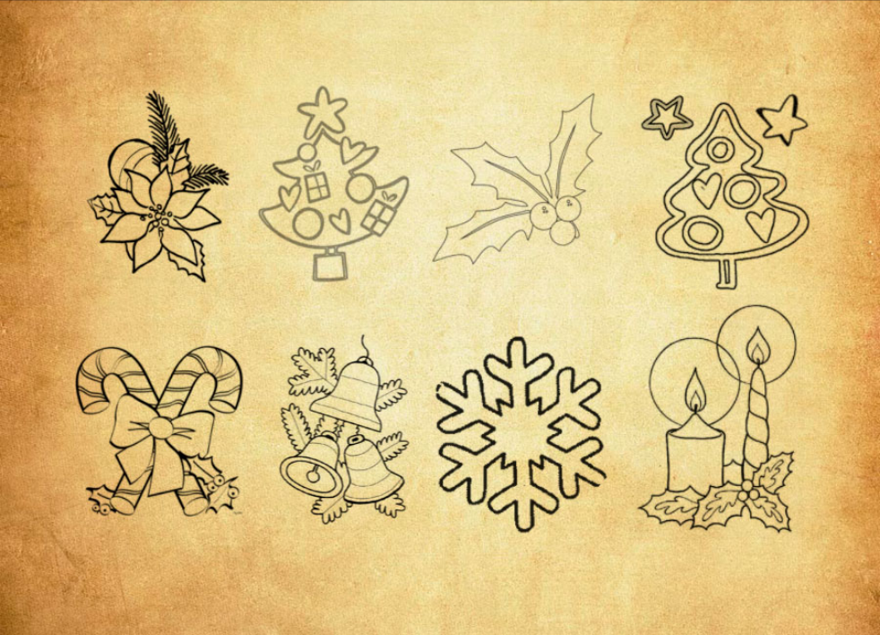 圣诞节主题装饰元素PS笔刷资源 - 精选圣诞节主题装饰元素元素，适用于装饰类设计-25虚拟网