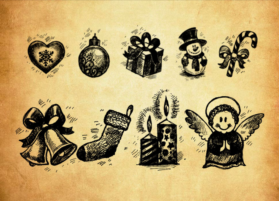 圣诞节涂鸦装饰元素PS笔刷 - 专业圣诞节涂鸦装饰元素设计素材,适配Photoshop各类创作场景-25虚拟网