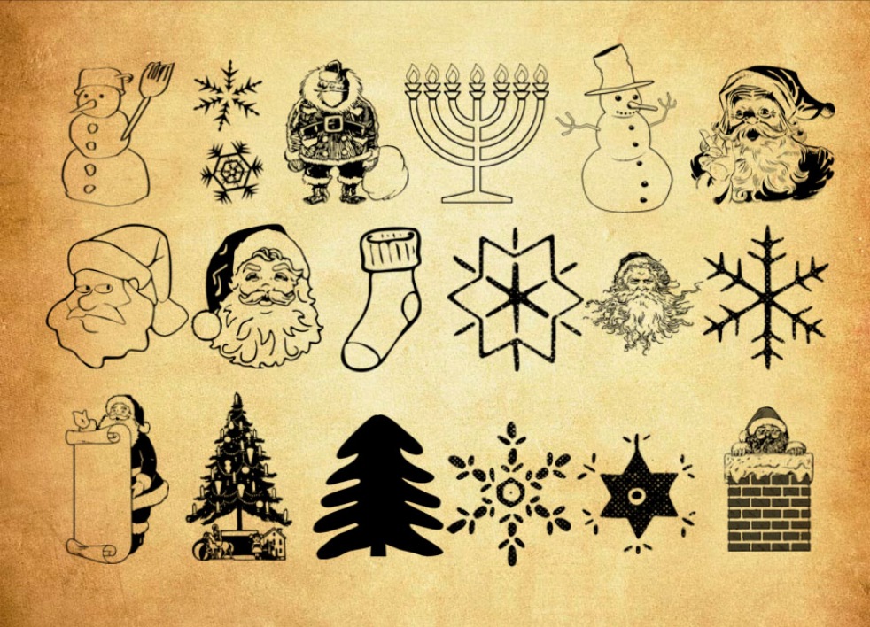 圣诞节装饰元素大全PS笔刷资源 - 精选圣诞节装饰元素大全元素,适用于装饰类设计-25虚拟网