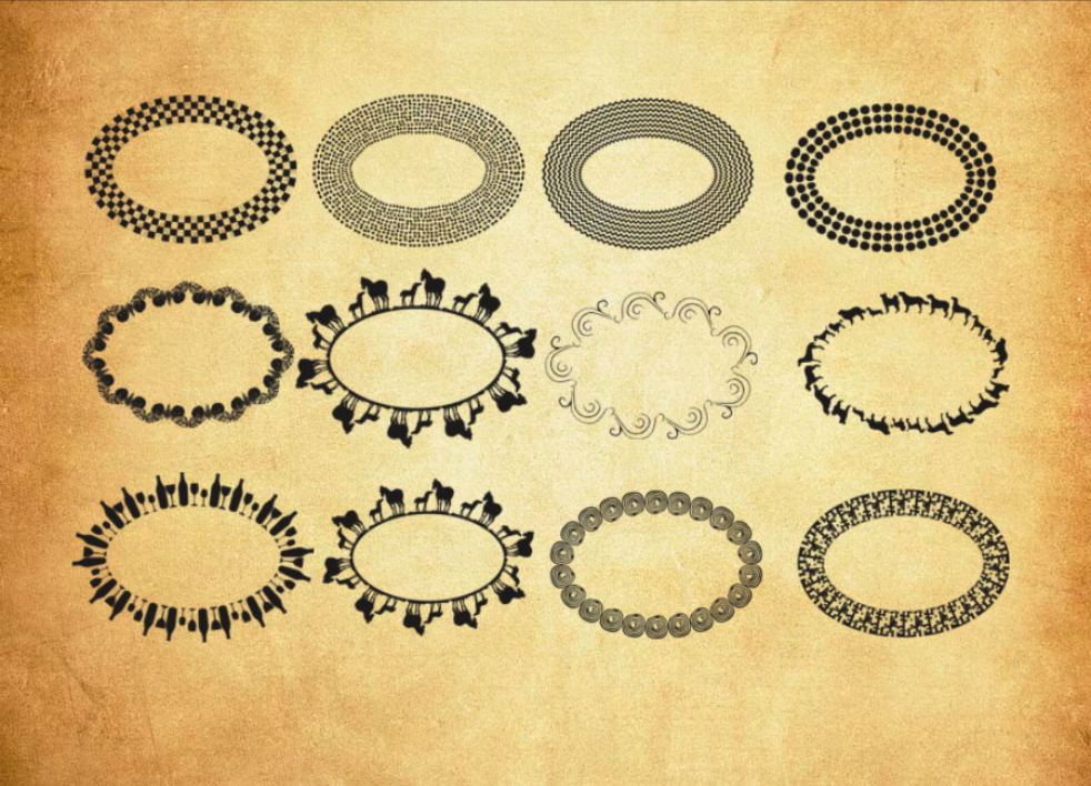 专业复古罗盘式花纹边框装饰PS笔刷 - 涵盖高品质复古罗盘式花纹边框装饰样式,兼容Photoshop全版本-25虚拟网