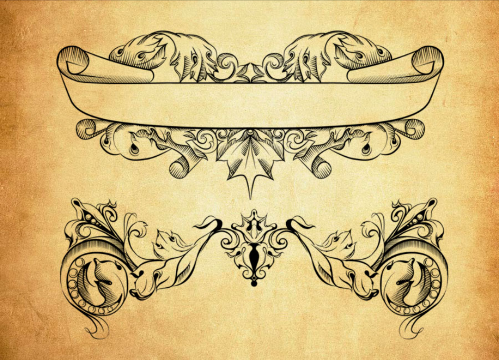 复古花纹和公告牌PS笔刷下载 - 艺术复古花纹和公告牌素材,激发设计创意灵感-25虚拟网