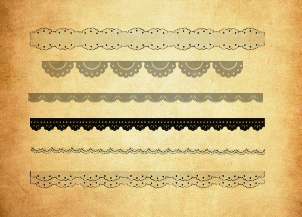 精选复古蕾丝花边和边框PS笔刷 - 多样复古蕾丝花边和边框样式，适配各类图片装饰需求-25虚拟网