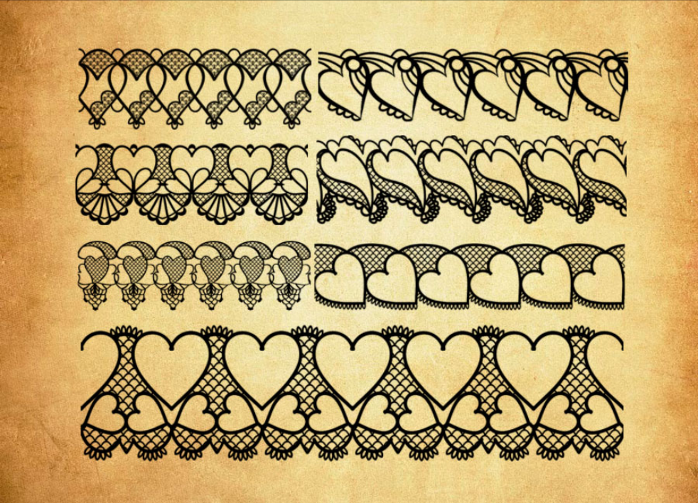 专业复古蕾丝花边装饰PS笔刷 - 包含高品质复古蕾丝花边装饰样式,兼容Photoshop全版本-25虚拟网