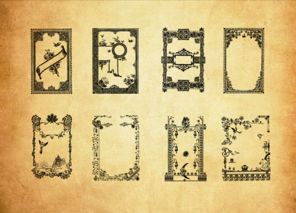 复古边框装饰PS笔刷下载 - 高品质复古边框装饰装饰素材，打造精致设计效果-25虚拟网