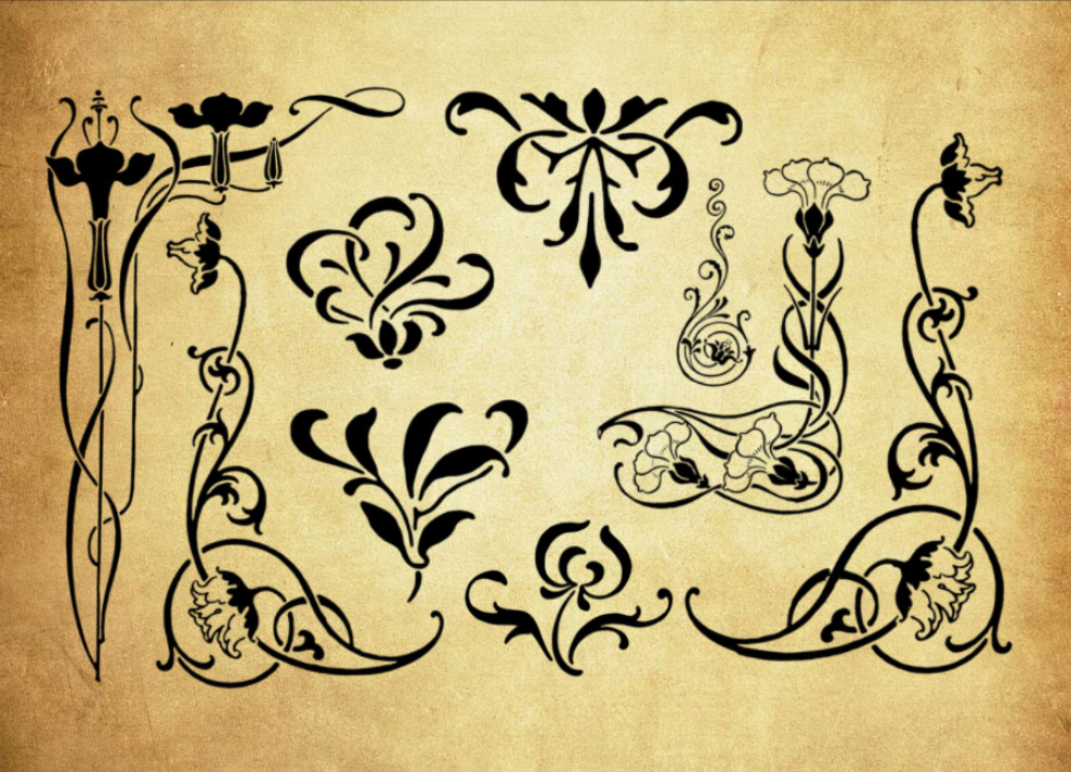 精选复古风格的欧式花纹花边PS笔刷 - 丰富复古风格的欧式花纹花边样式，适用于服饰、包装、文创设计-25虚拟网