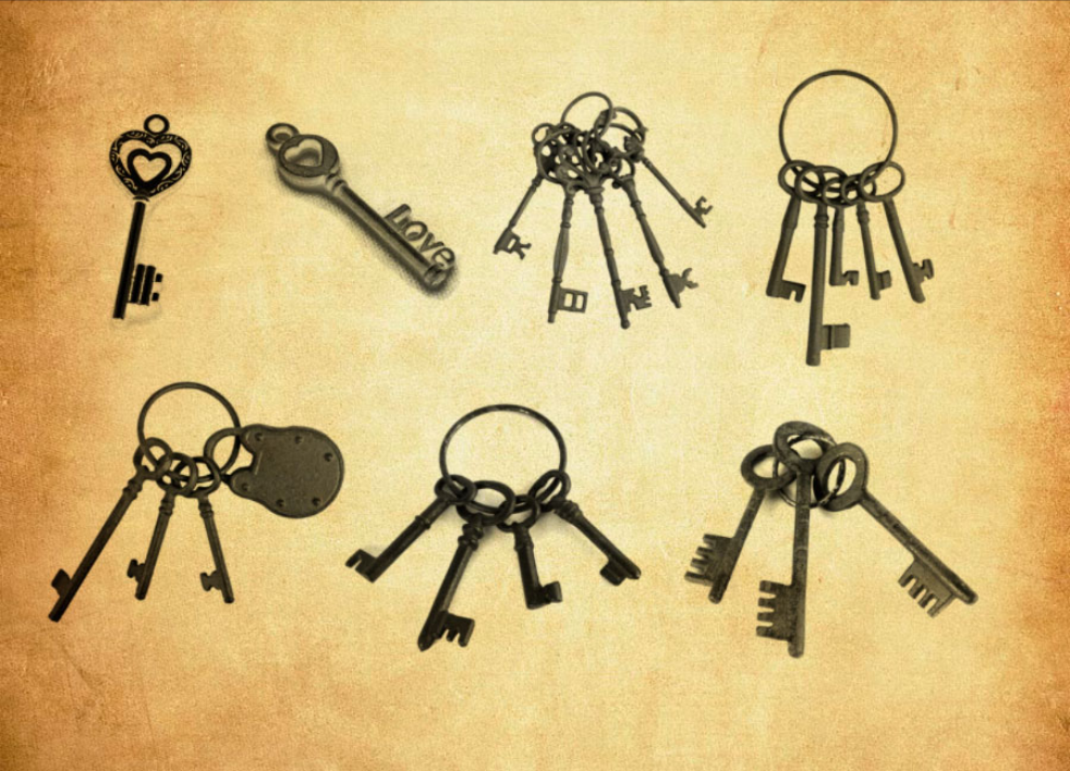 复古风格的钥匙PS笔刷 - 专业复古风格的钥匙设计素材，适配Photoshop各类创作场景-25虚拟网