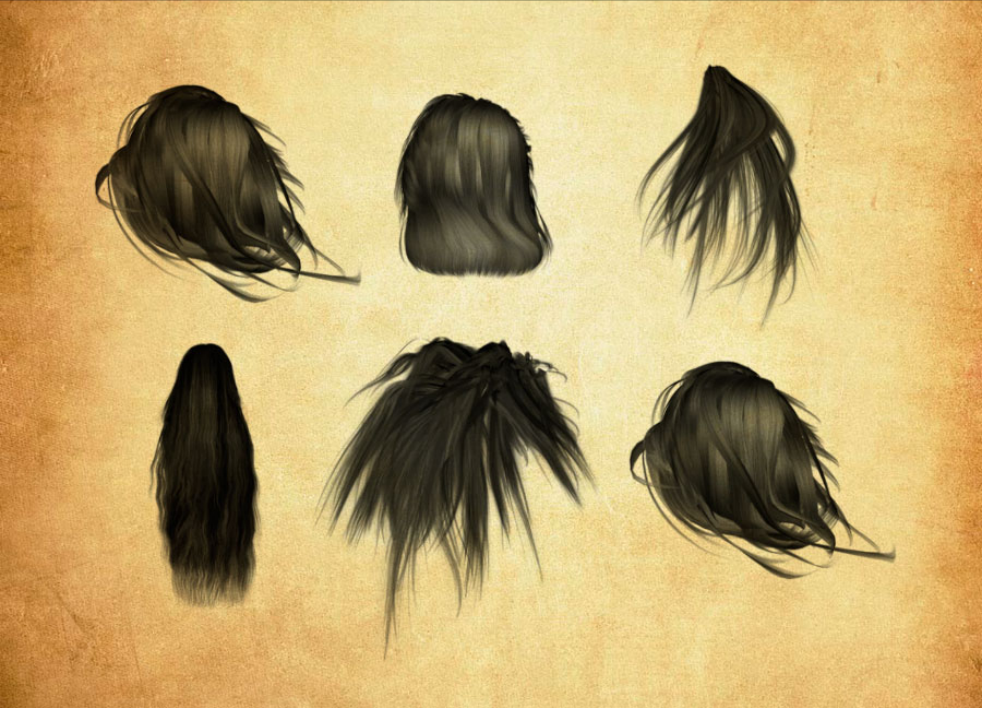 女士头发和发型PS笔刷资源 - 精选女士头发和发型元素，适用于人物相关类设计-25虚拟网