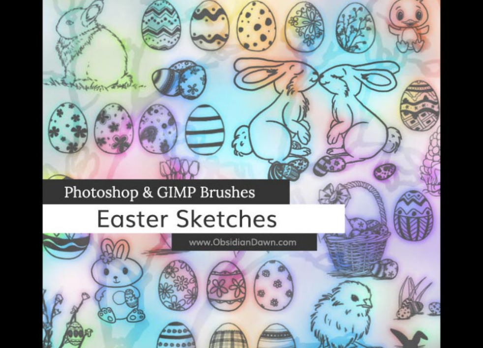 彩蛋和兔子PS笔刷资源 - 精选彩蛋和兔子元素，适用于动物类设计-25虚拟网