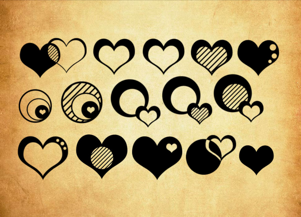 心形装饰效果PS笔刷下载 - 高品质心形装饰效果装饰素材，打造精致设计效果-25虚拟网